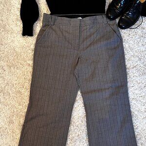J Crew Pinstripe Plaid Wide Leg Pants Gray 12